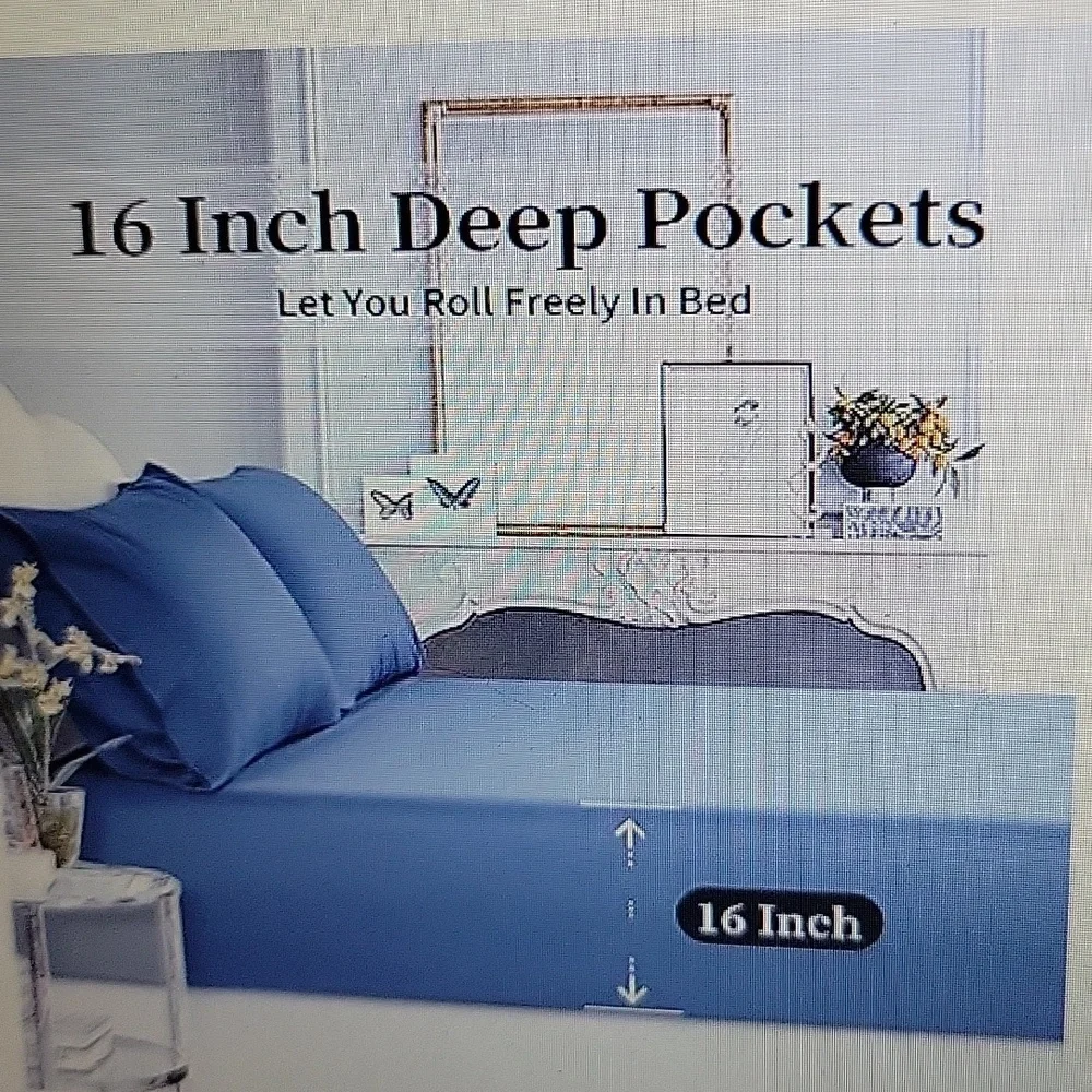 Sonora Kate Full Navy blue 1200 thread count Egyptian cotton sheet set New